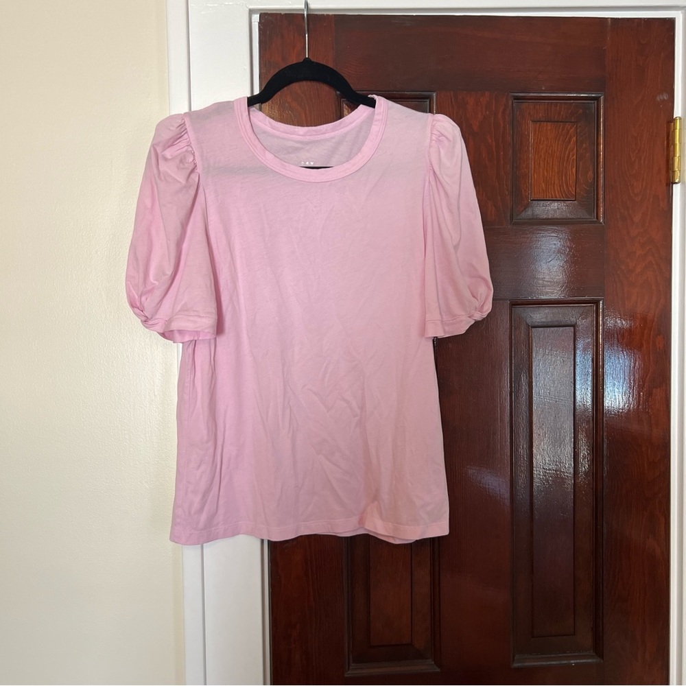 A New Day Pink Puff Sleeve, short sleeve top Sz L